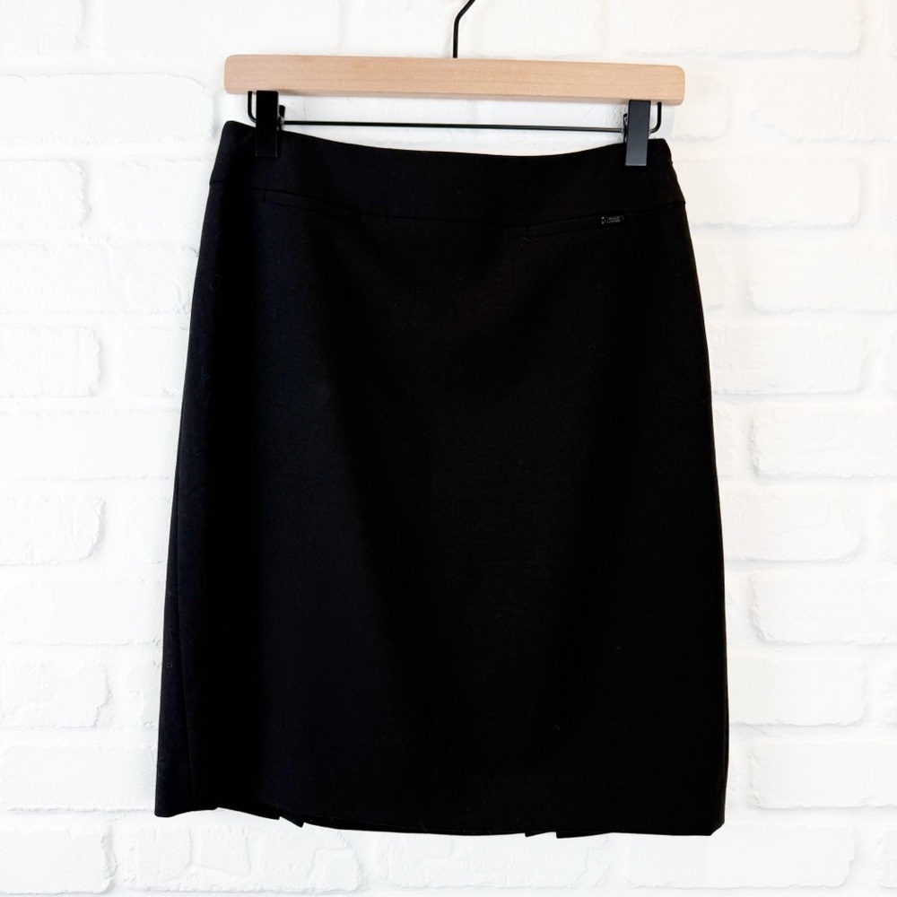 Tahari Arthur S. Levine Petite Black Short Pencil Skirt Side Zip 2P
